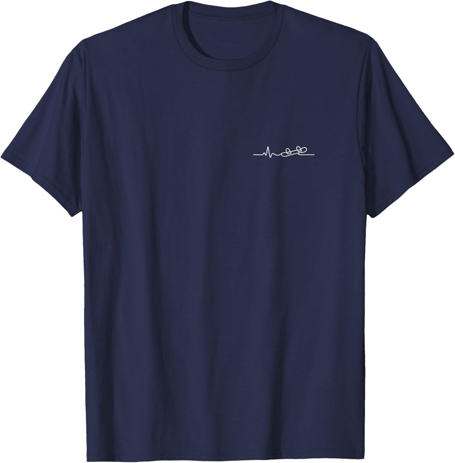 Snowboarding Heartbeat Minimalist Snowboarder Design T-Shirt - Navy Blue