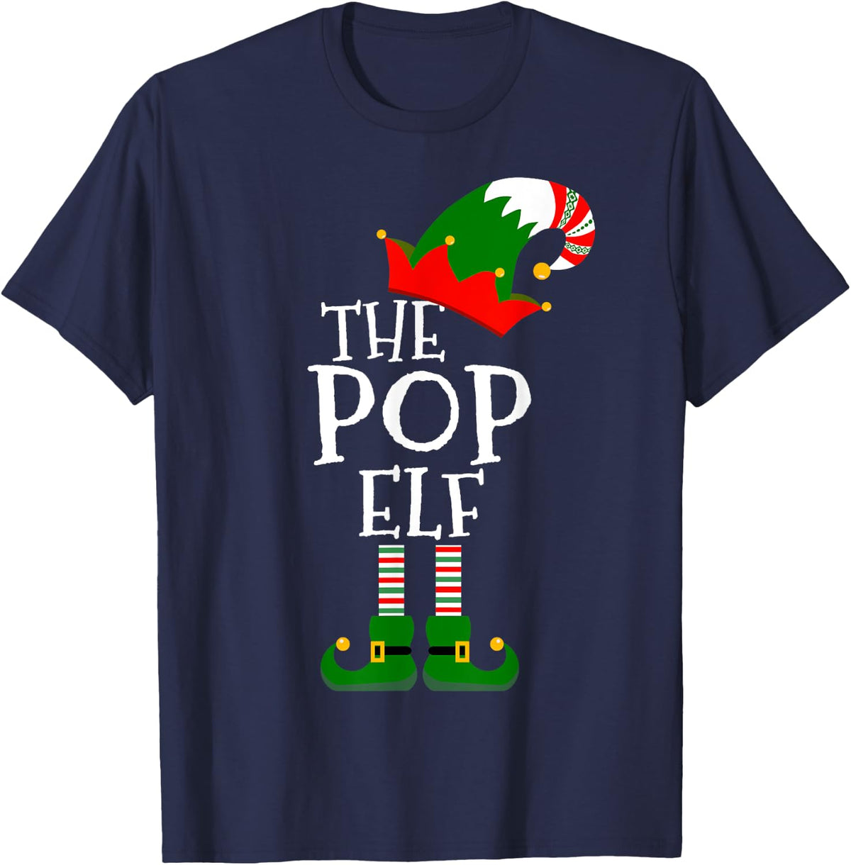 Easy The Pop Elf Costume Matching Family Group Christmas T-Shirt - Navy Blue