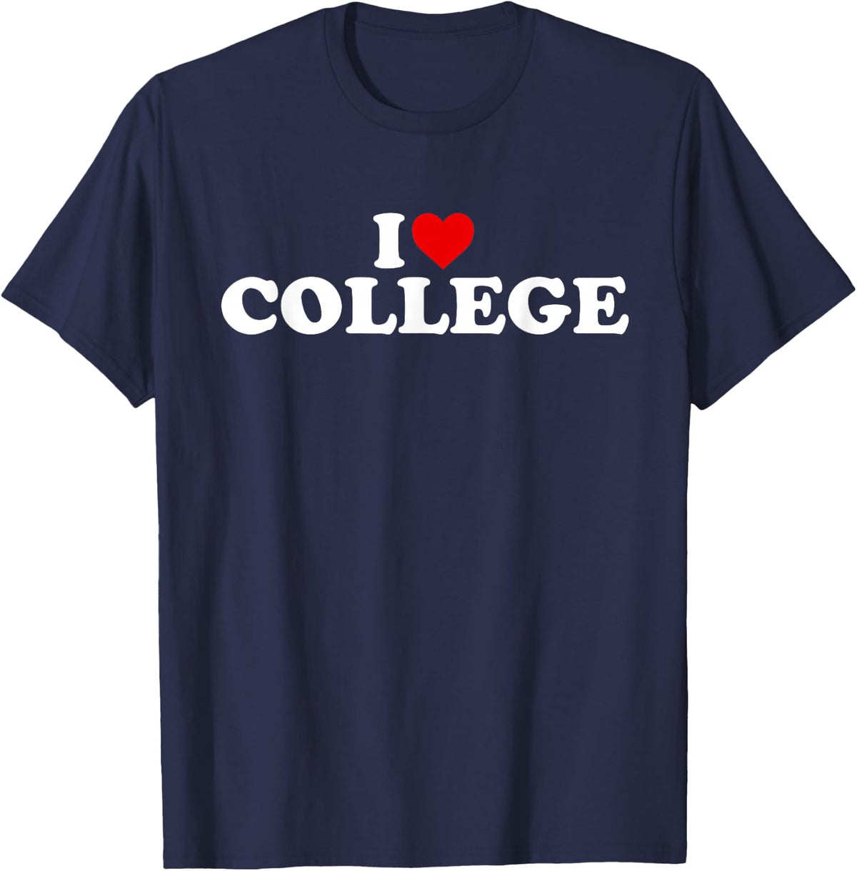 I Love College - Heart T-Shirt - Navy Blue