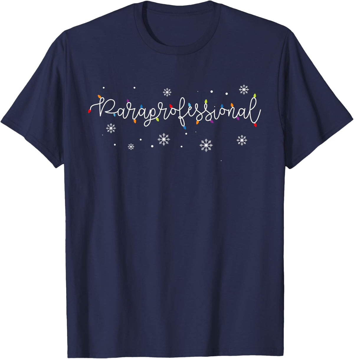 Cute Christmas Paraprofessional X-mas Light Festive SPED T-Shirt - Navy Blue