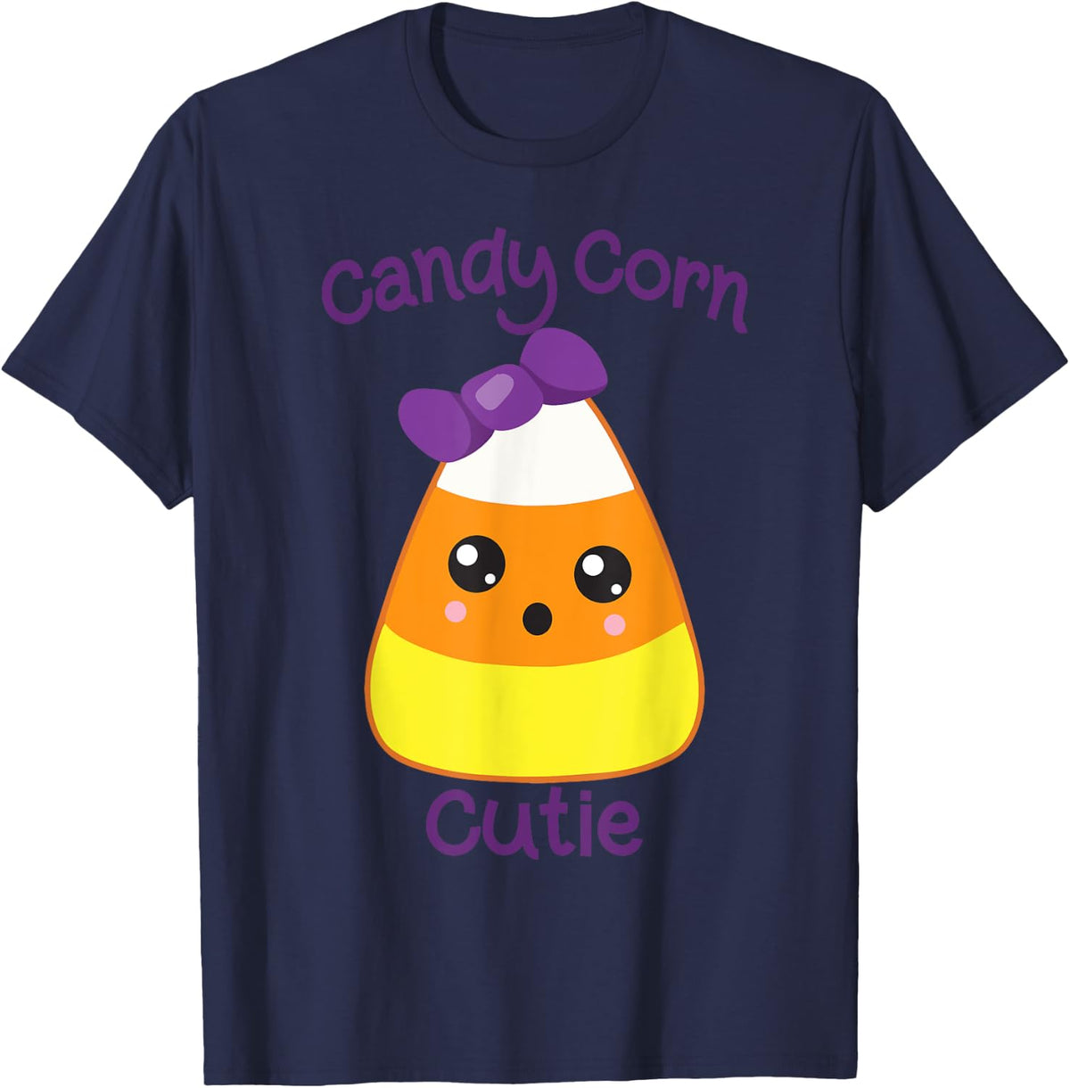 Candy Corn Cutie Cute Halloween Costume Graphic Design T-Shirt - Navy Blue