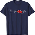 I Love Betta Fish - Red Betta Fish Heartbeat T-Shirt - Navy Blue