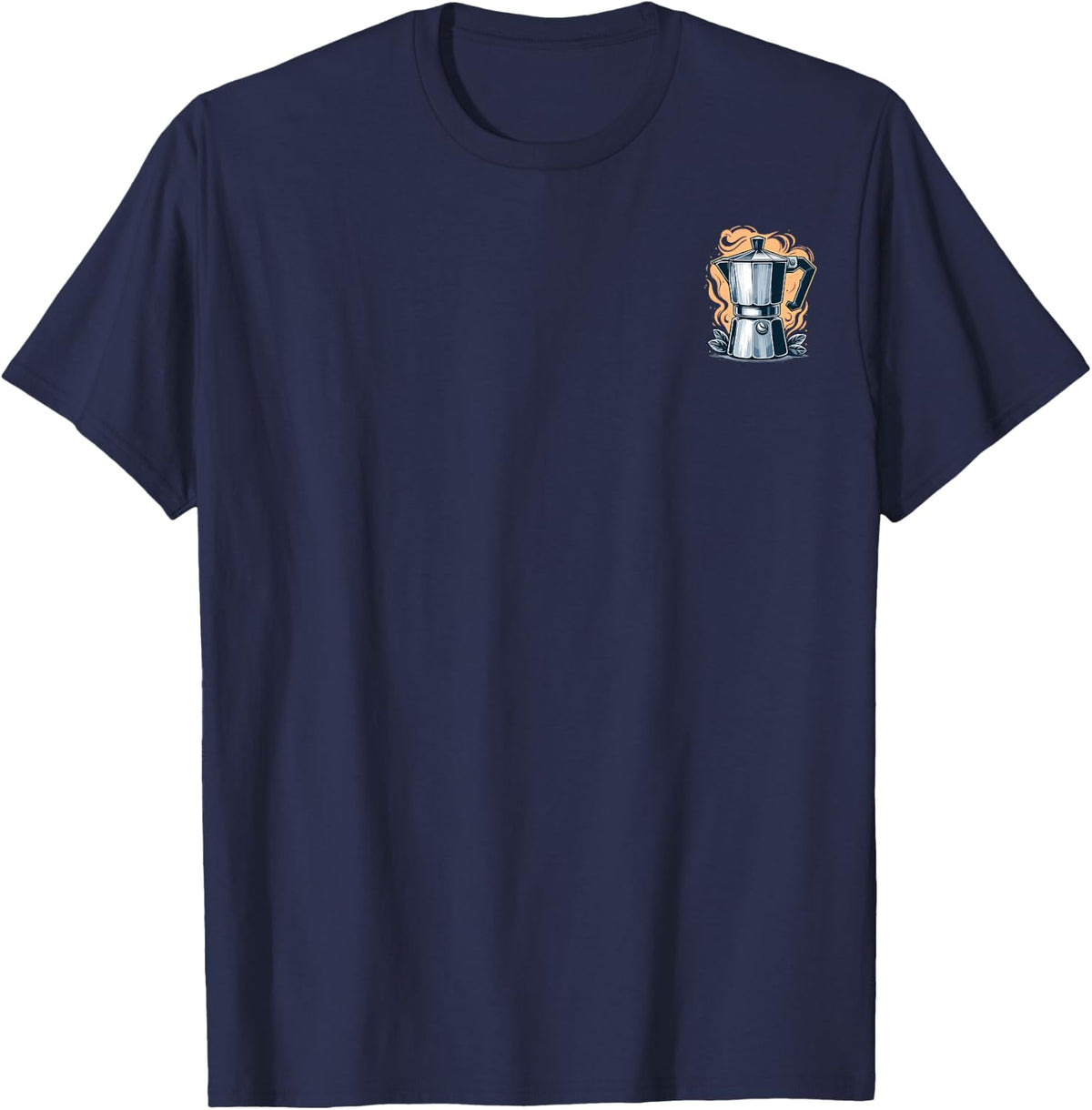 Classic Moka Pot Retro Coffee Minimalist T-Shirt - Navy Blue