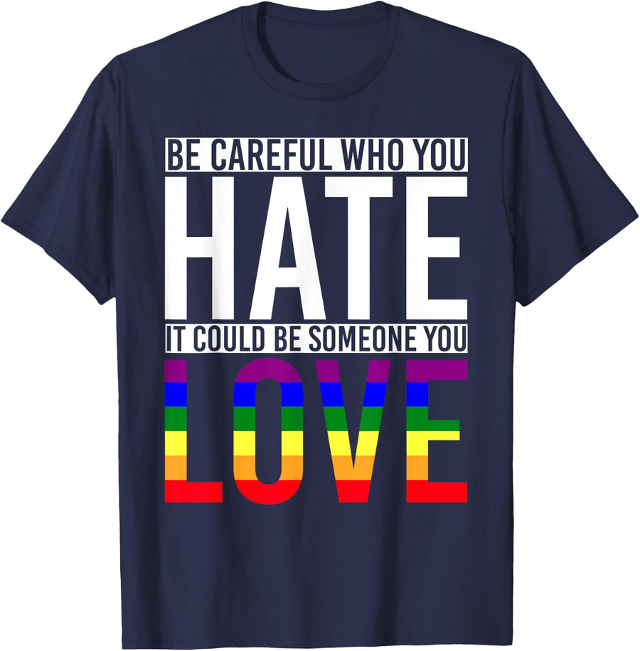 LGBTQ Human Rights Queer Pride Month Rainbow Flag LGBT T-Shirt - Navy Blue
