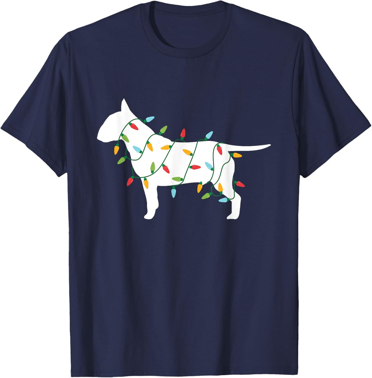 Christmas Lights Bull Terrier T Shirt Gifts for Dog Lovers Men Women Kids T-Shirt - Navy Blue
