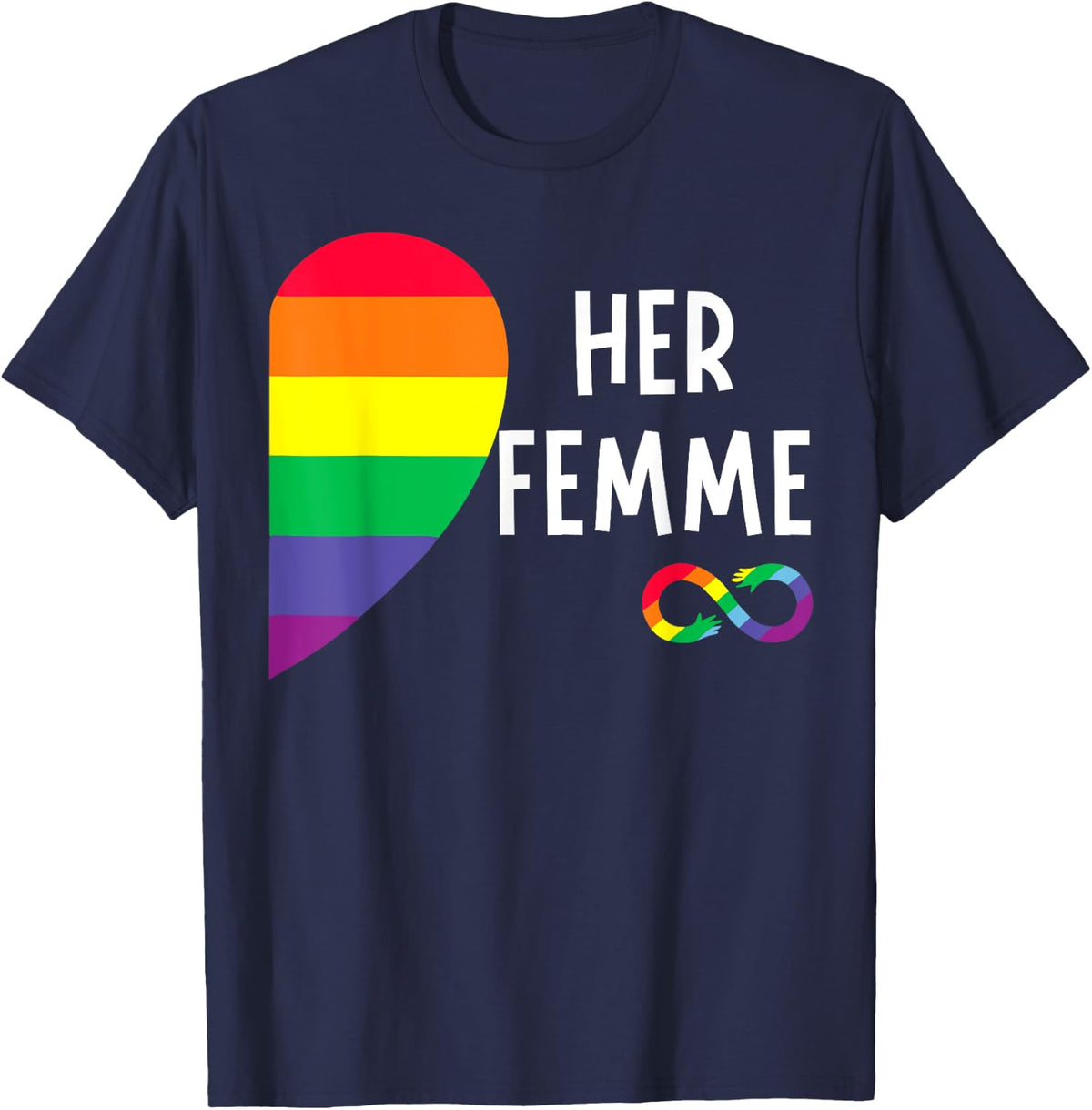 Her Fem Gay Pride Month LGBT Pride LGBTQ Pride Lesbian Flag T-Shirt - Navy Blue