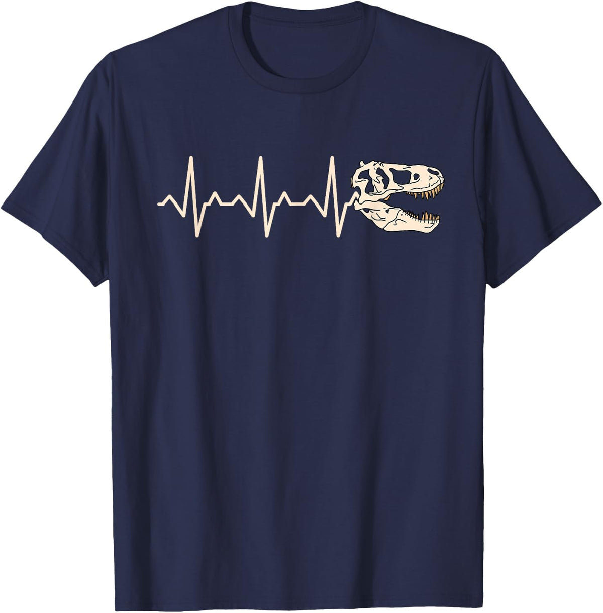 Heartbeat T-Rex Paleontology T-Shirt - Navy Blue