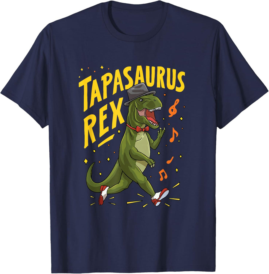Tapasaurus Rex Dinosaur T-rex Tyrannosaurus rex Tap Dancing T-Shirt - Navy Blue