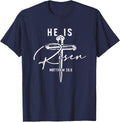 Easter Cross He is Risen Jesus Christian Men Women Kid Youth T-Shirt - Navy Blue