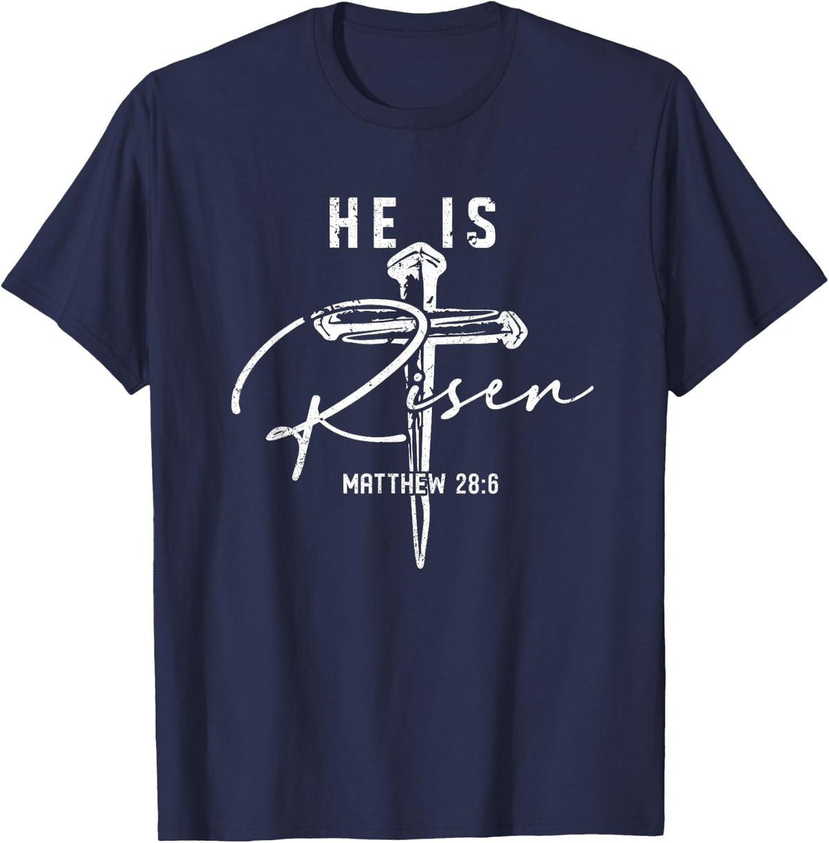 Easter Cross He is Risen Jesus Christian Men Women Kid Youth T-Shirt - Navy Blue