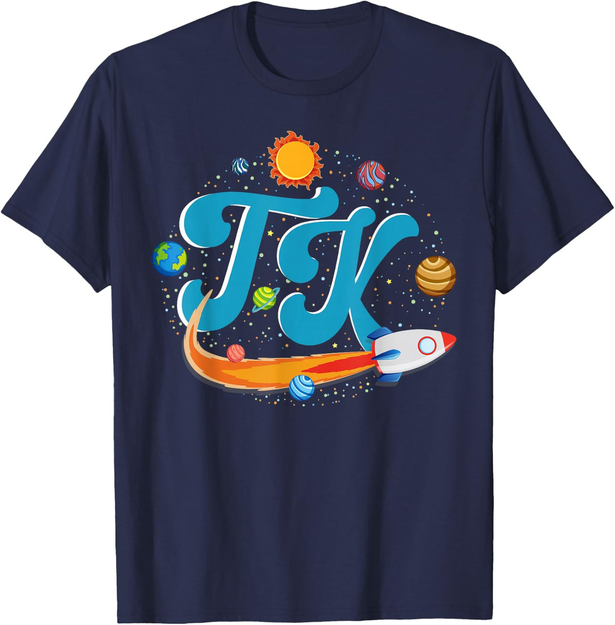 TK Teacher Outer Space Transitional Kindergarten System Sun T-Shirt - Navy Blue