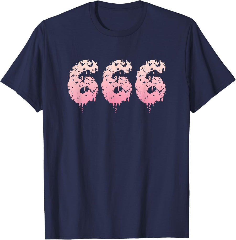666 Team Satan Pastel Kawaii Goth Tees T Shirts For Men Women - Navy Blue