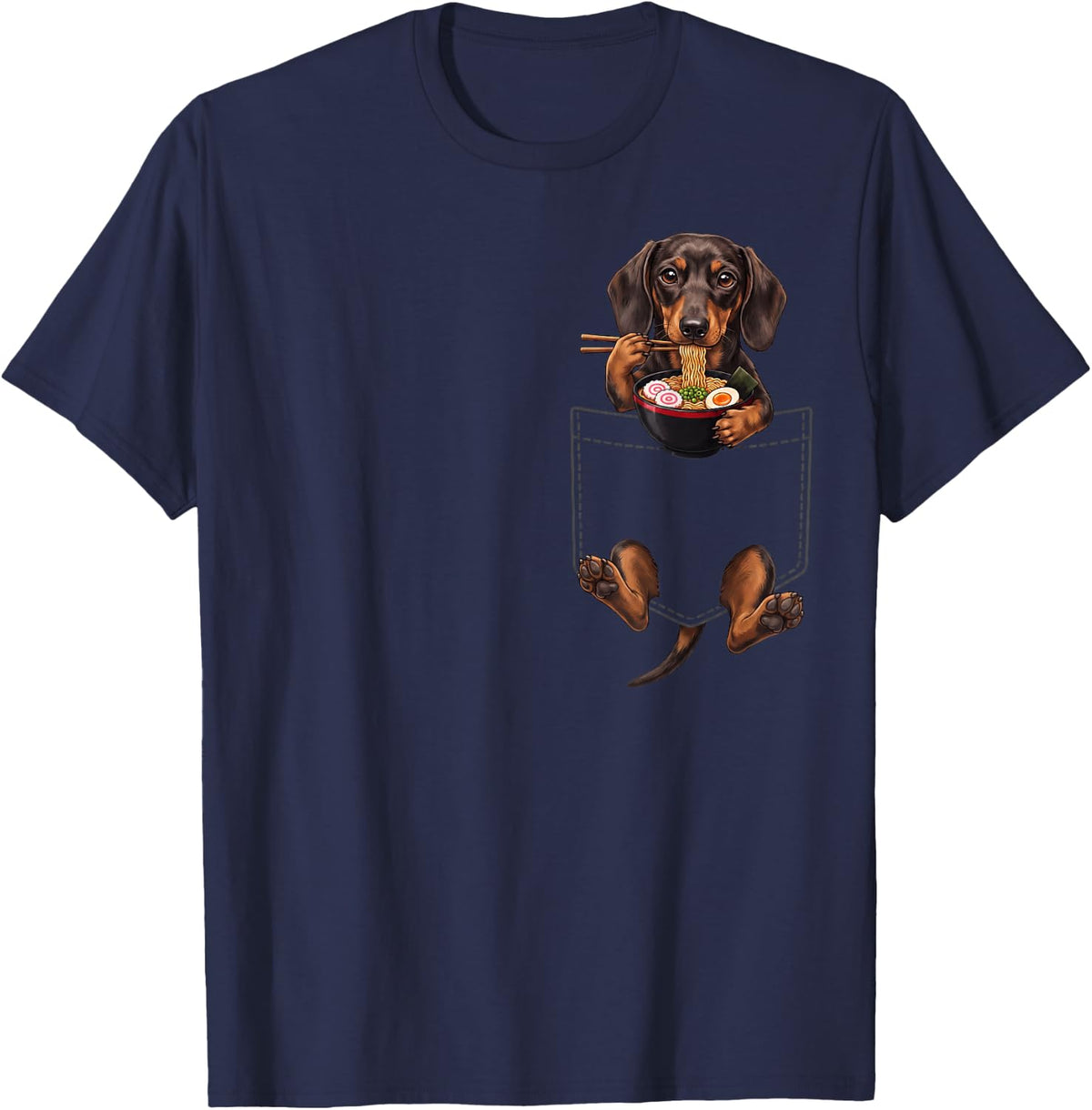 Dachshund Dog Pocket Ramen Bowl Japanese Food Lover T-Shirt - Navy Blue