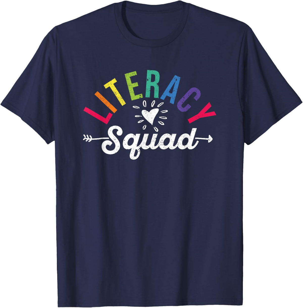 Literacy Squad Reading Teacher Interventionist Specialist T-Shirt Tee Gift - Navy Blue