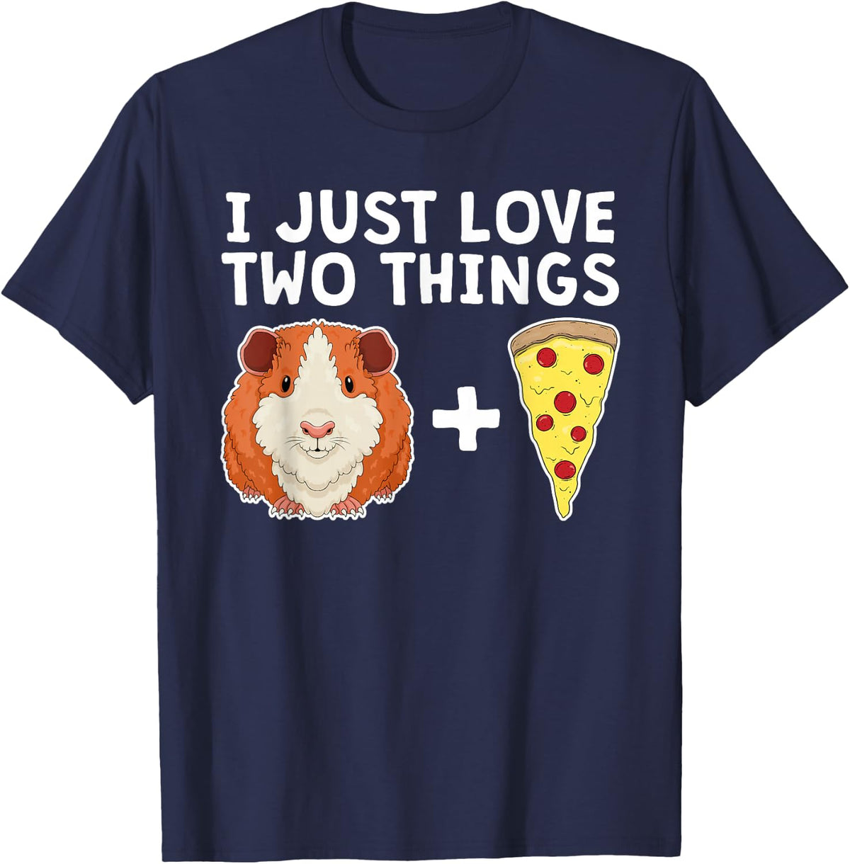 Funny Guinea Pig Pizza Lover Furry Potato Piggy T-Shirt - Navy Blue