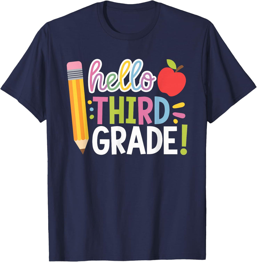 Hello Third Grade Teacher T-Shirt - Navy Blue