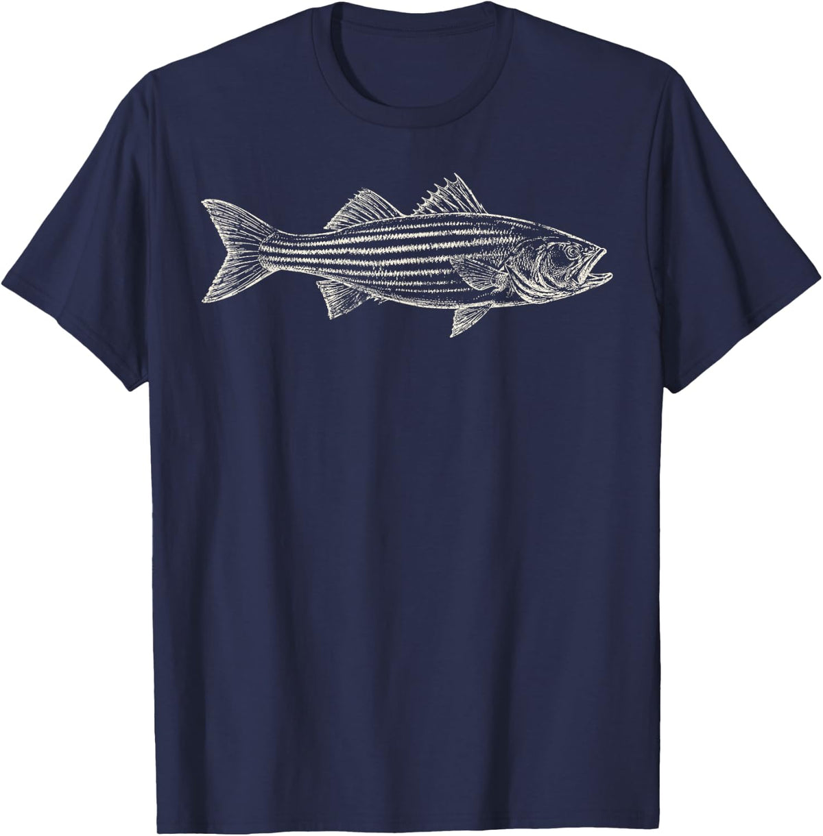 Striped Bass Fish Fishing Angler Fisherman Fish Lover T-Shirt - Navy Blue