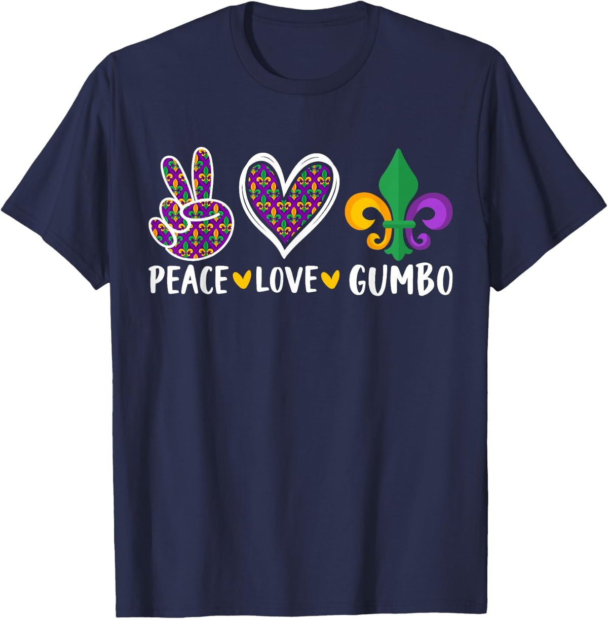 Peace Love Gumbo T-Shirt - Navy Blue
