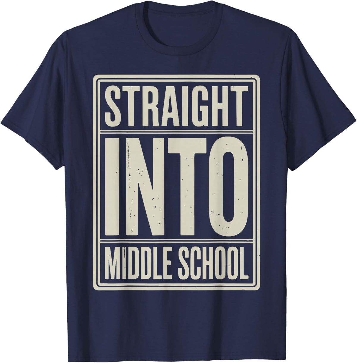 Straight into Middle School Back to School Students Teachers T-Shirt - Navy Blue