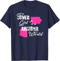 Funny Iowa Shirts Just an Iowa girl in an Arizona T-Shirt - Navy Blue