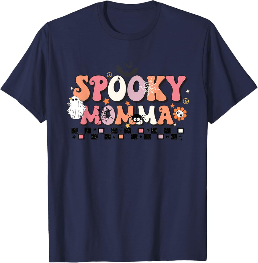 Spooky Momma Shirt, Halloween Mom T-shirt, Stay Spooky Momma T-Shirt - Navy Blue