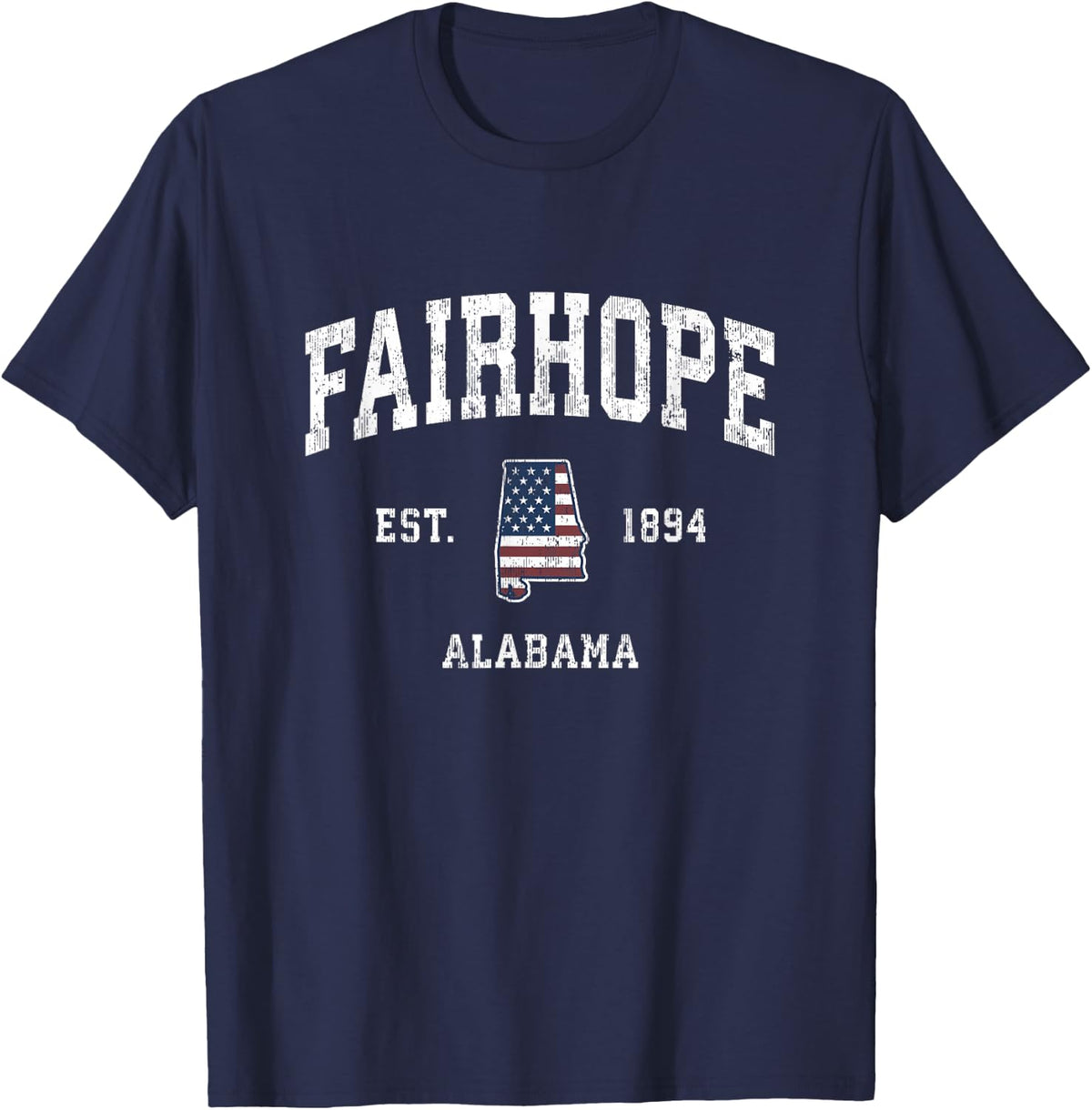 Fairhope Alabama AL Vintage American Flag Sports Design T-Shirt - Navy Blue