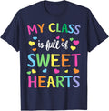 Teachers Valentines Day Shirt Class Full of Sweethearts T-Shirt - Navy Blue