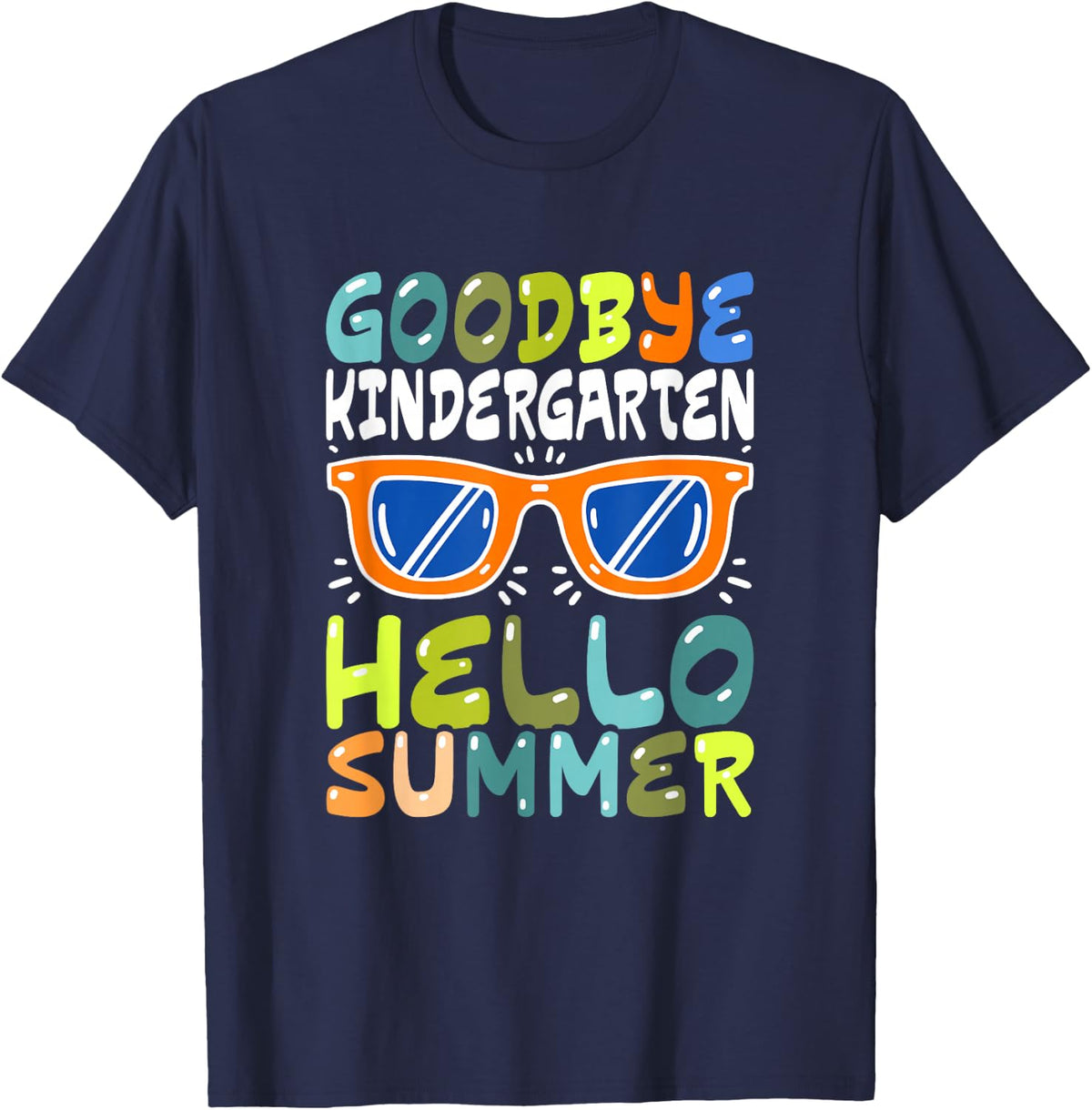 Goodbye Kindergarten Hello Summer Kinder Graduate Kids T-Shirt - Navy Blue
