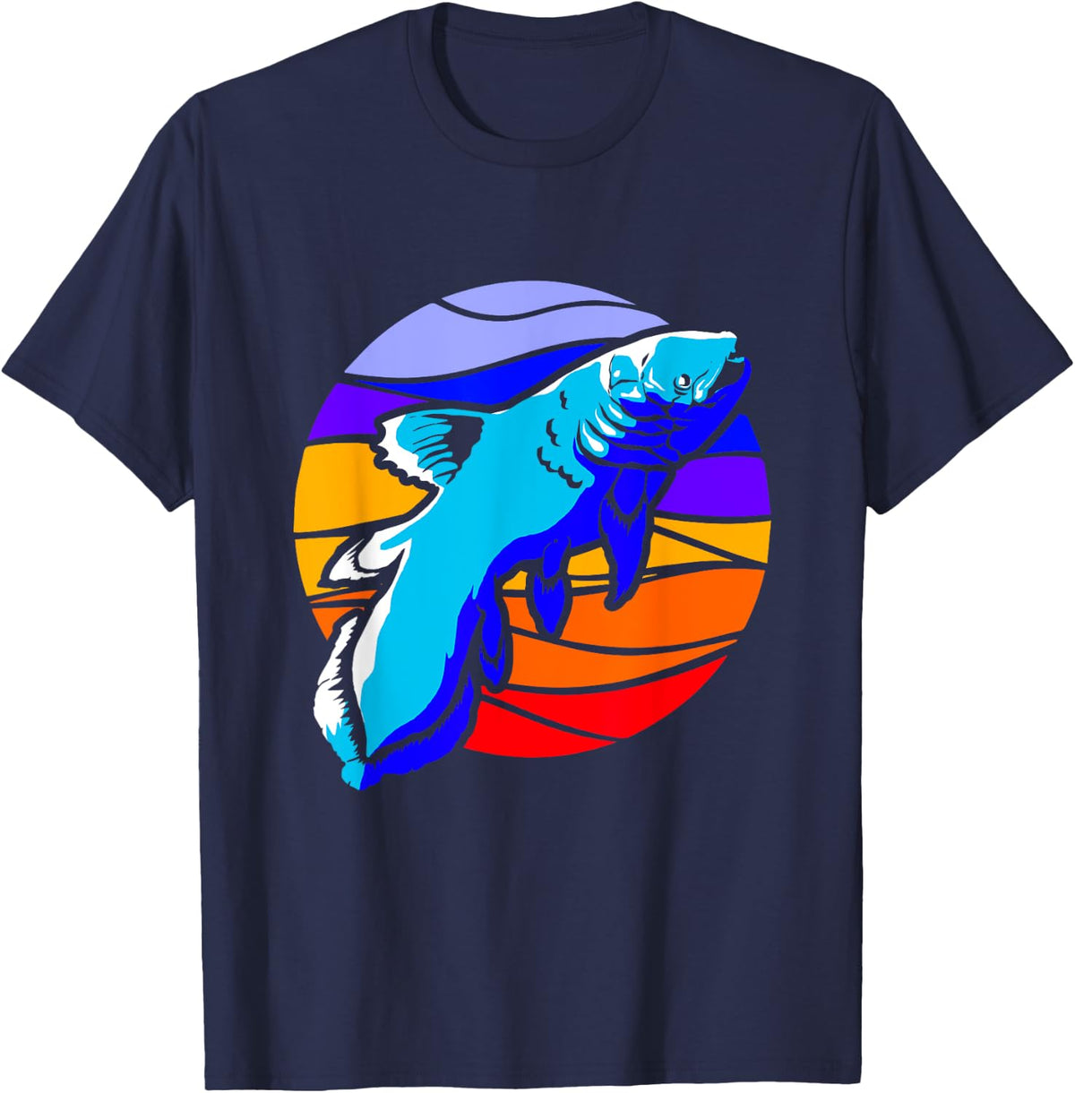 Colorful Coelacanth T-Shirt - Navy Blue