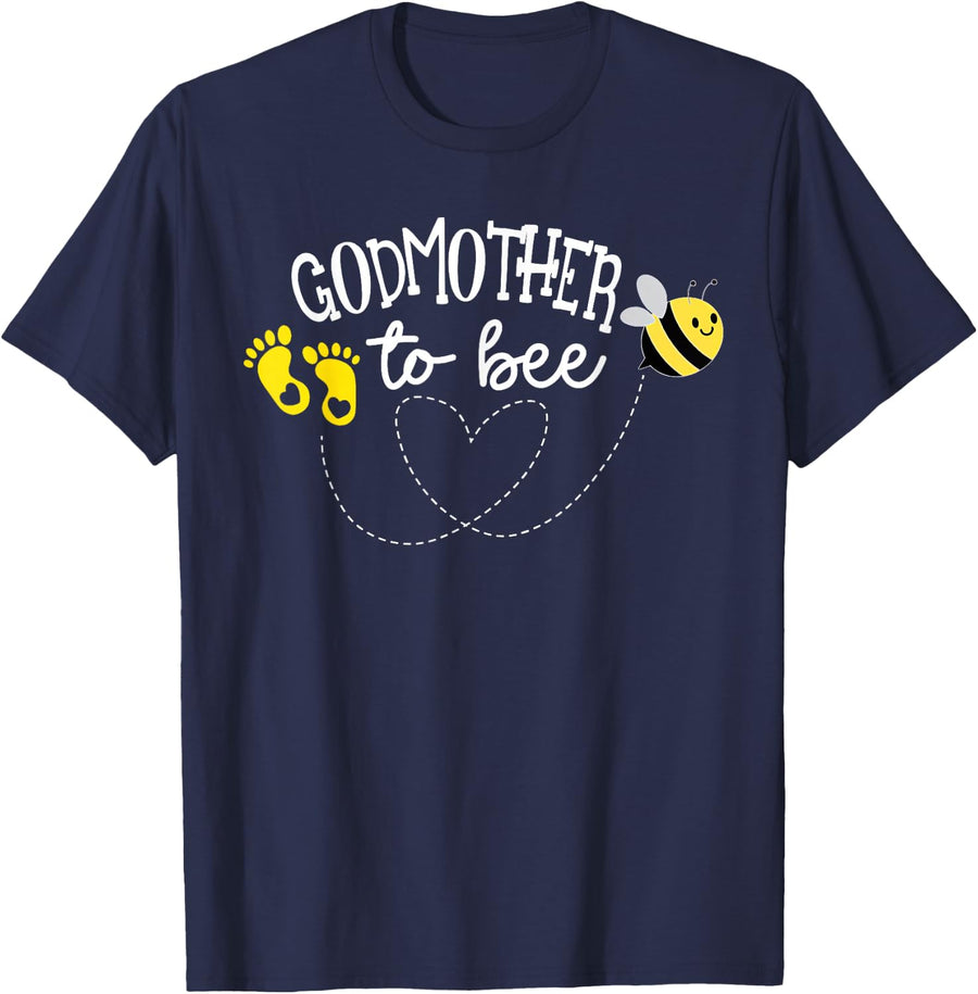 Godmother to Bee Pregnancy Announcement Baby Shower T-Shirt - Navy Blue