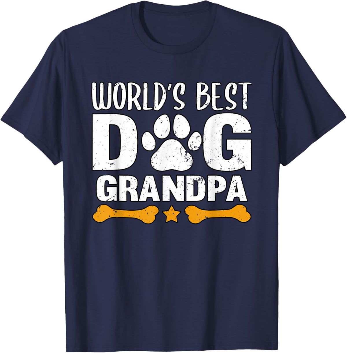 World's Best Dog Grandpa Puppy Grandfather Paw Fur Parent T-Shirt - Navy Blue
