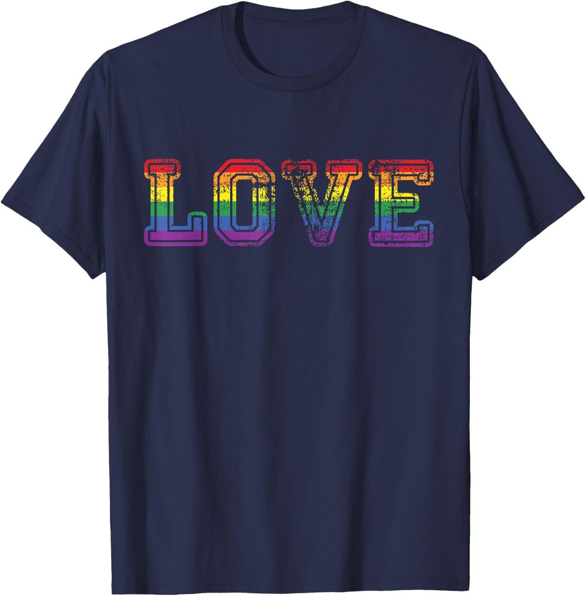 LOVE - LGBT Pride Rainbow Love LGBTQ Pride T-Shirt - Navy Blue