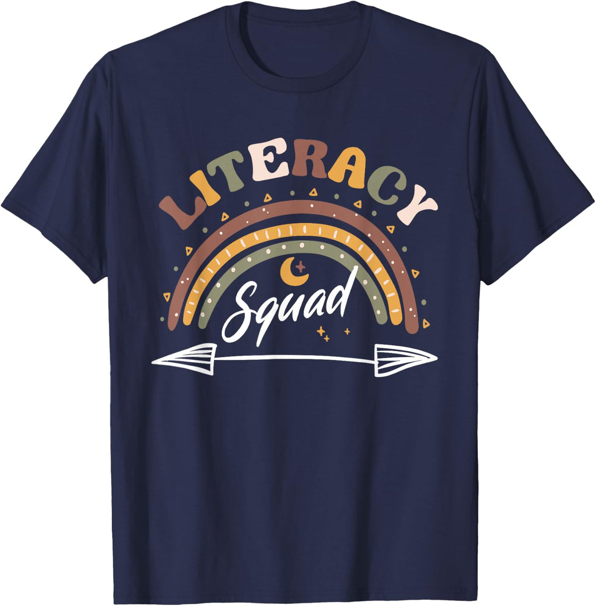 Literacy Squad Reading Teacher Interventionist Specialist T-Shirt - Navy Blue