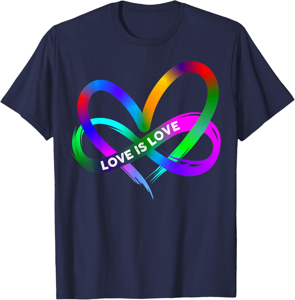 Pride Month LGBT Straight Heart with Love is Love T-Shirt - Navy Blue
