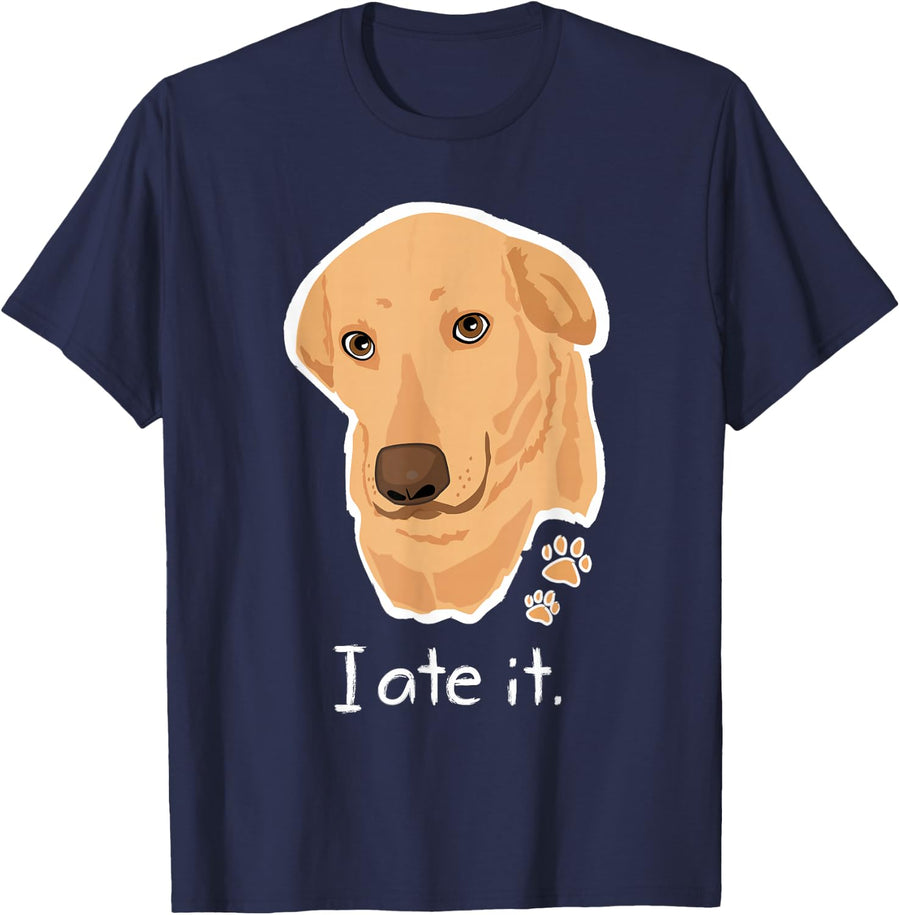 Cute Golden Yellow Lab T Shirt Gifts Labrador Face Dog Labby T-Shirt - Navy Blue
