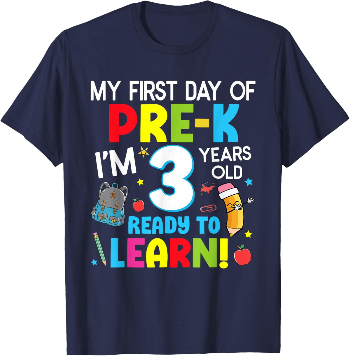 My First Day Of Pre-k Back to school Preschool Girls Boys T-Shirt - Navy Blue