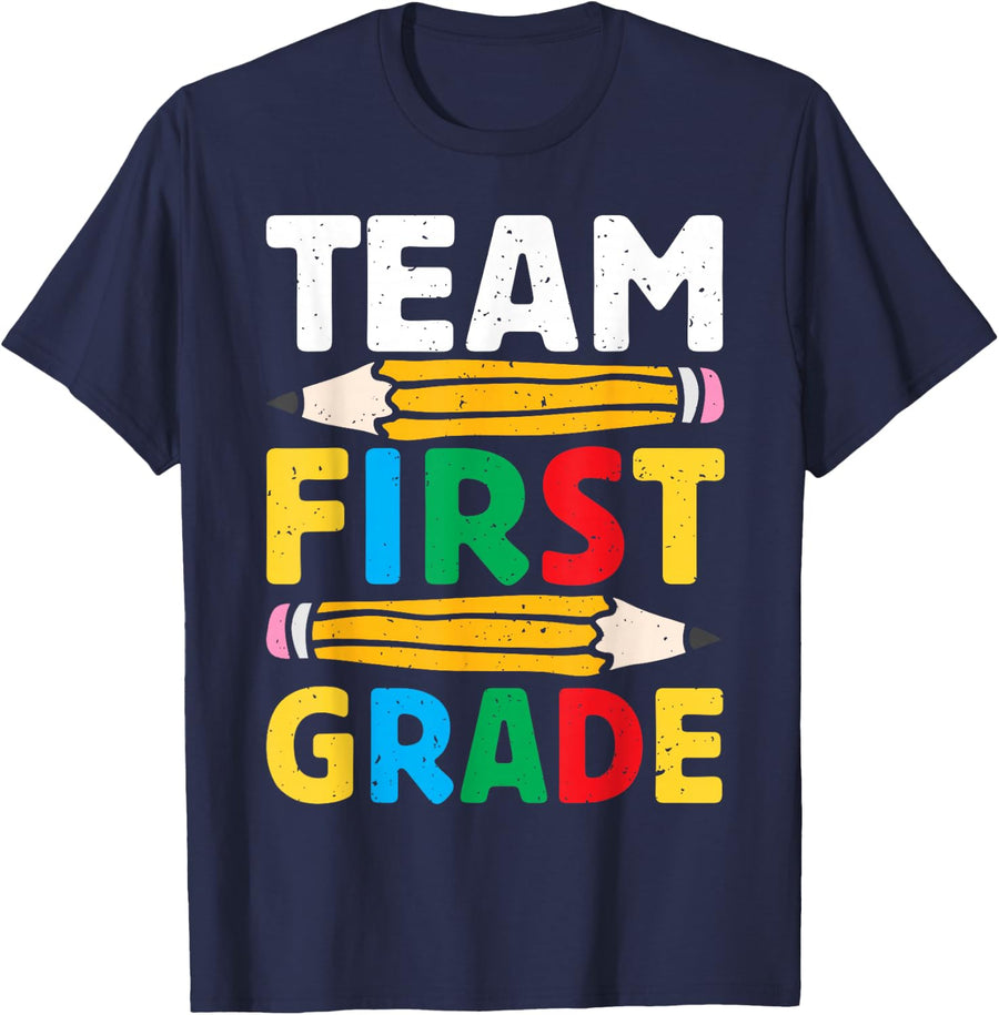Team First Grade Teacher First Grade Team Teacher School T-Shirt - Navy Blue