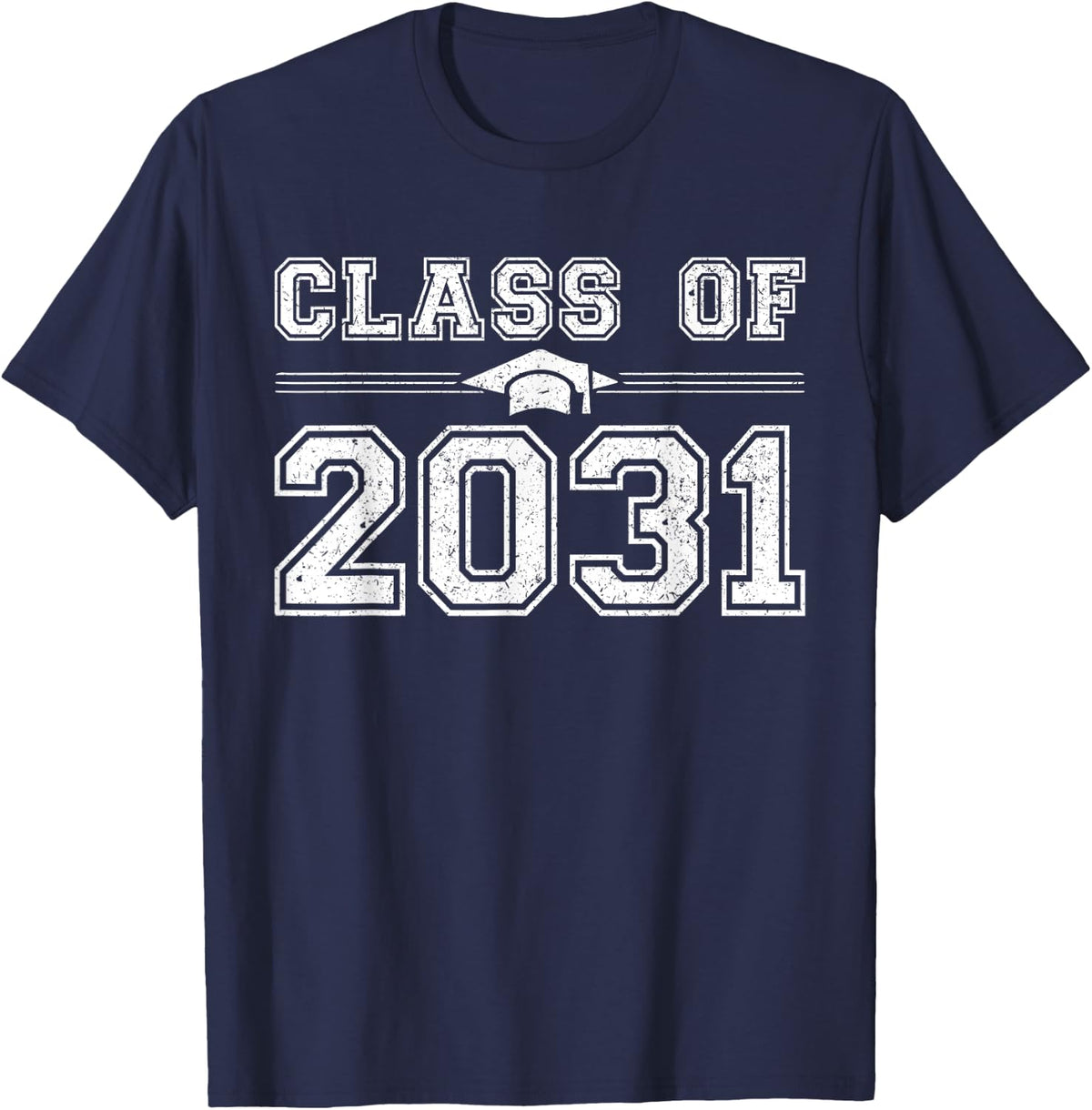 Class of 2031 Graduate 2031 Grow With Me First Day of School T-Shirt - Navy Blue