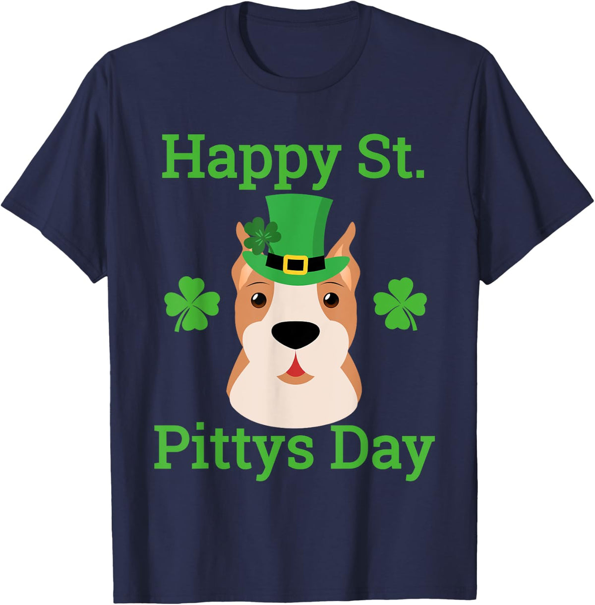 American Pitbull Happy St. Pitty's Day, Funny St. Paddys Tee - Navy Blue