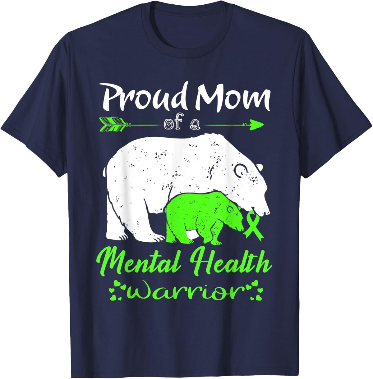 Proud Mom, MENTAL HEALTH Warrior T-Shirt - Navy Blue