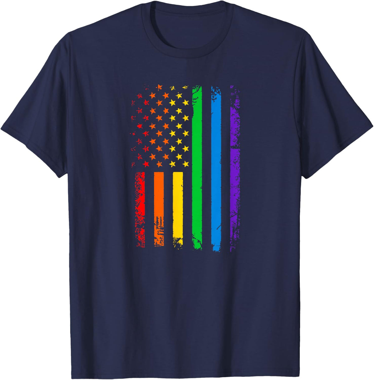 Rainbow Flag Gay Pride LGBTQ Equality T-Shirt - Navy Blue
