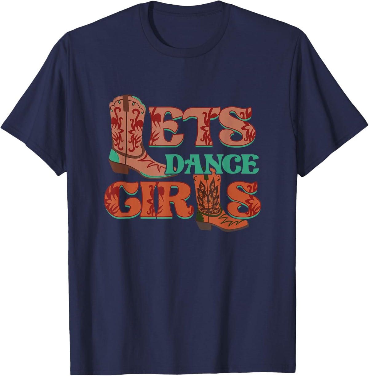 Let's Dance Girls | Line Dance Country | Cowboy Cowgirl T-Shirt - Navy Blue