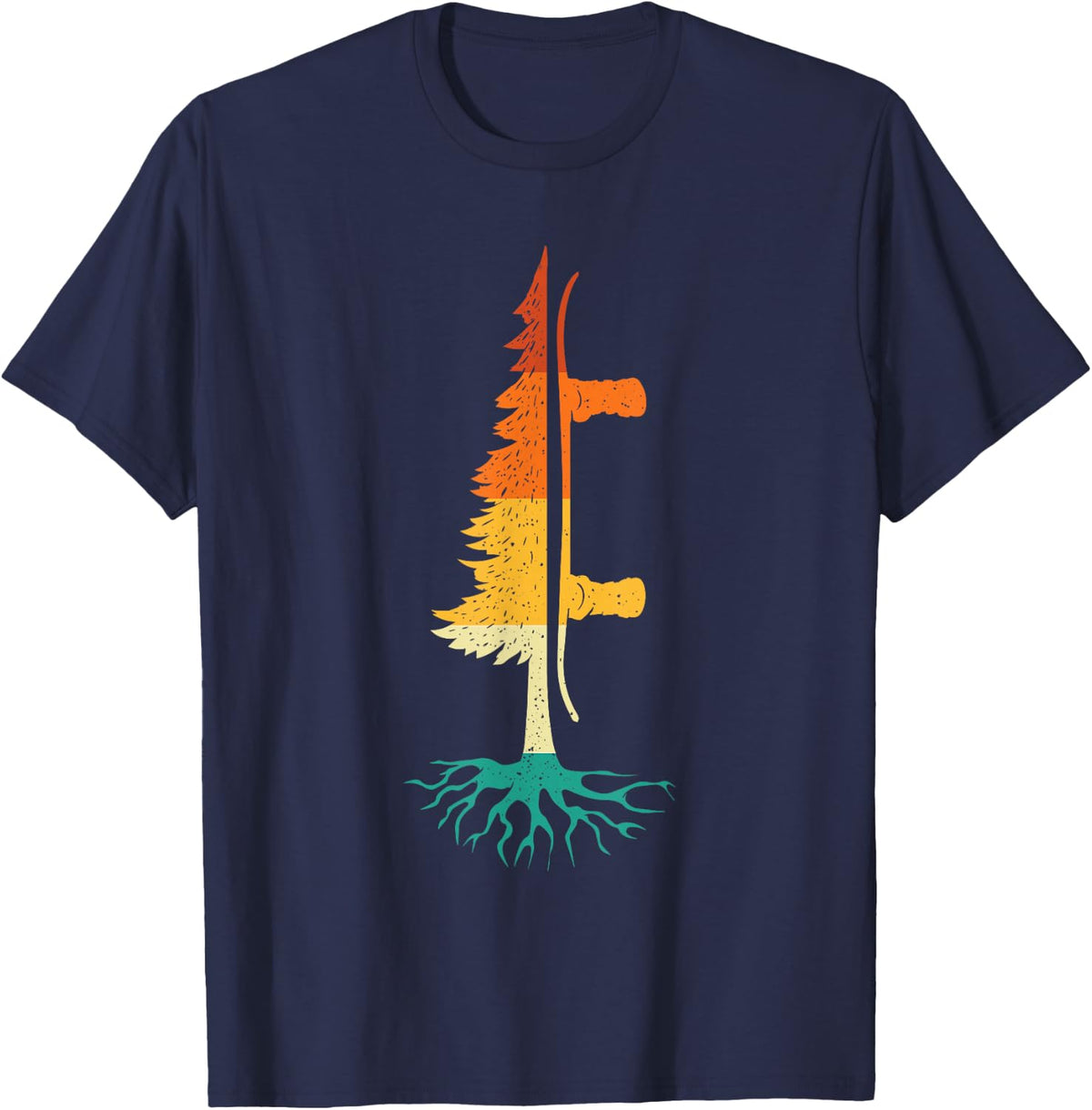 Snowboard Pine Tree - Snowboarding Snowboarder Wintersports T-Shirt - Navy Blue