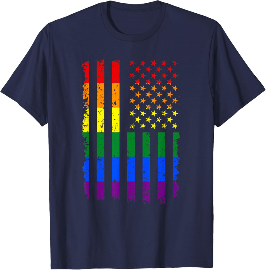 LGBT Flag Gay Pride Month Transgender T-Shirt - Navy Blue