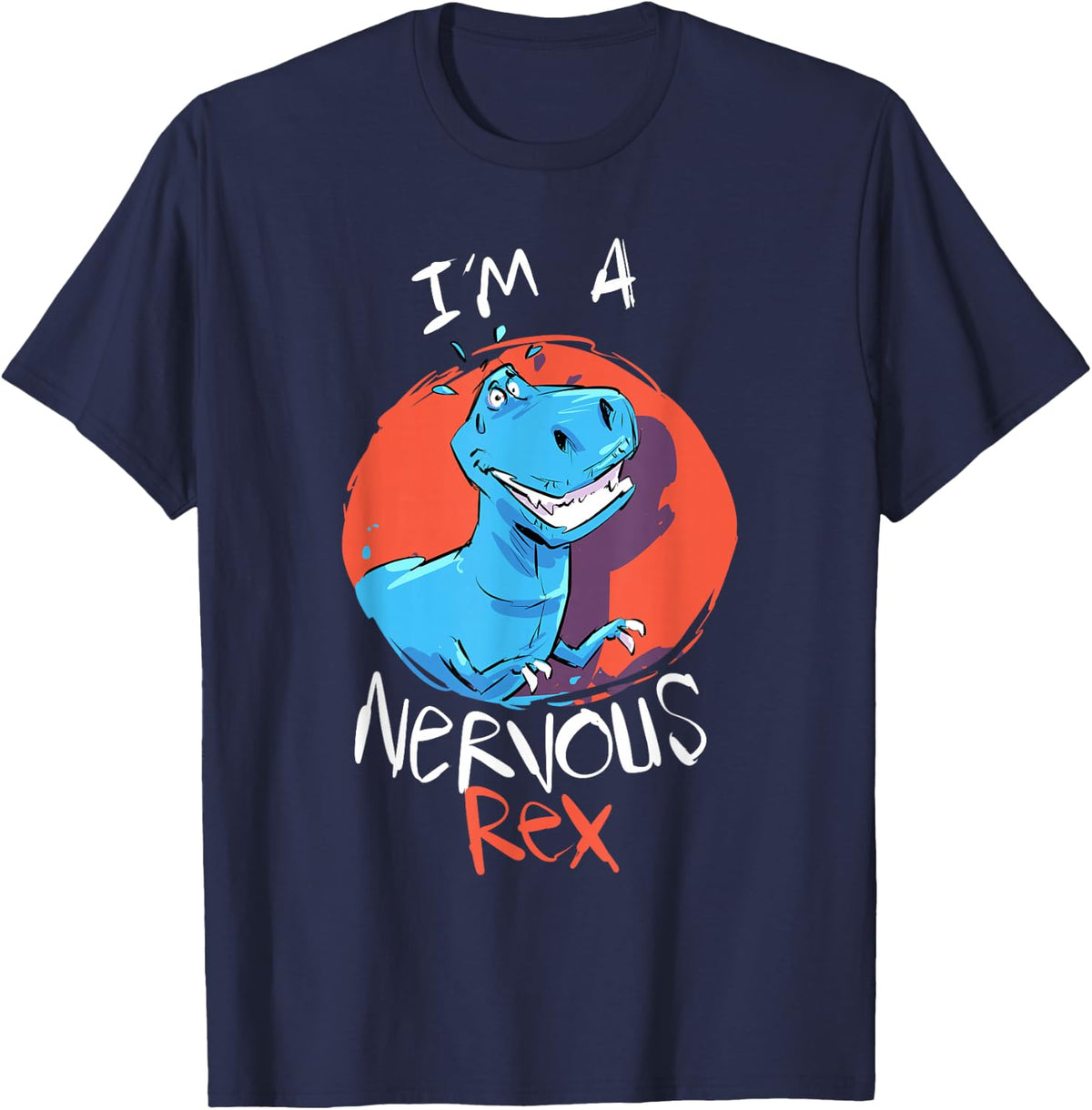 Funny Tyrannosaurus I’m A Nervous Rex Dinosaur Kids Adults T-Shirt - Navy Blue