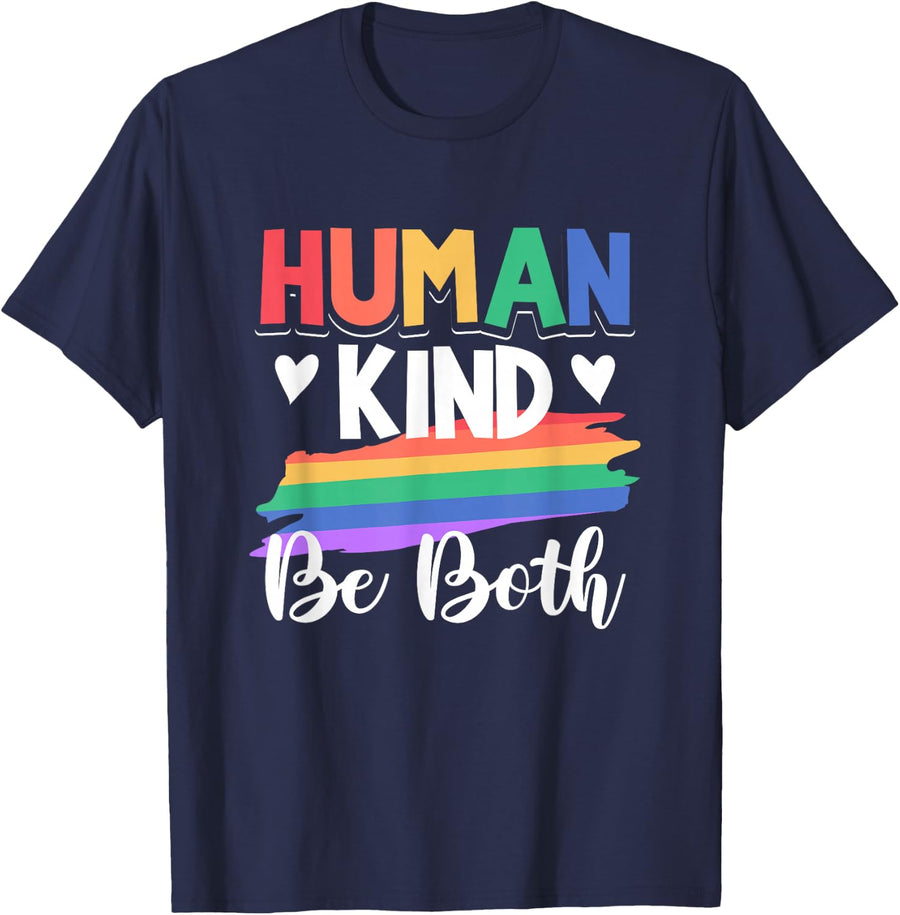 LGTB Pride Month - Human Kind Be Both T-Shirt - Navy Blue