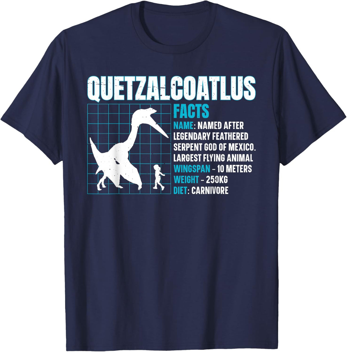 Quetzalcoatlus Facts - Black Unisex-Adult T-Shirt - Navy Blue