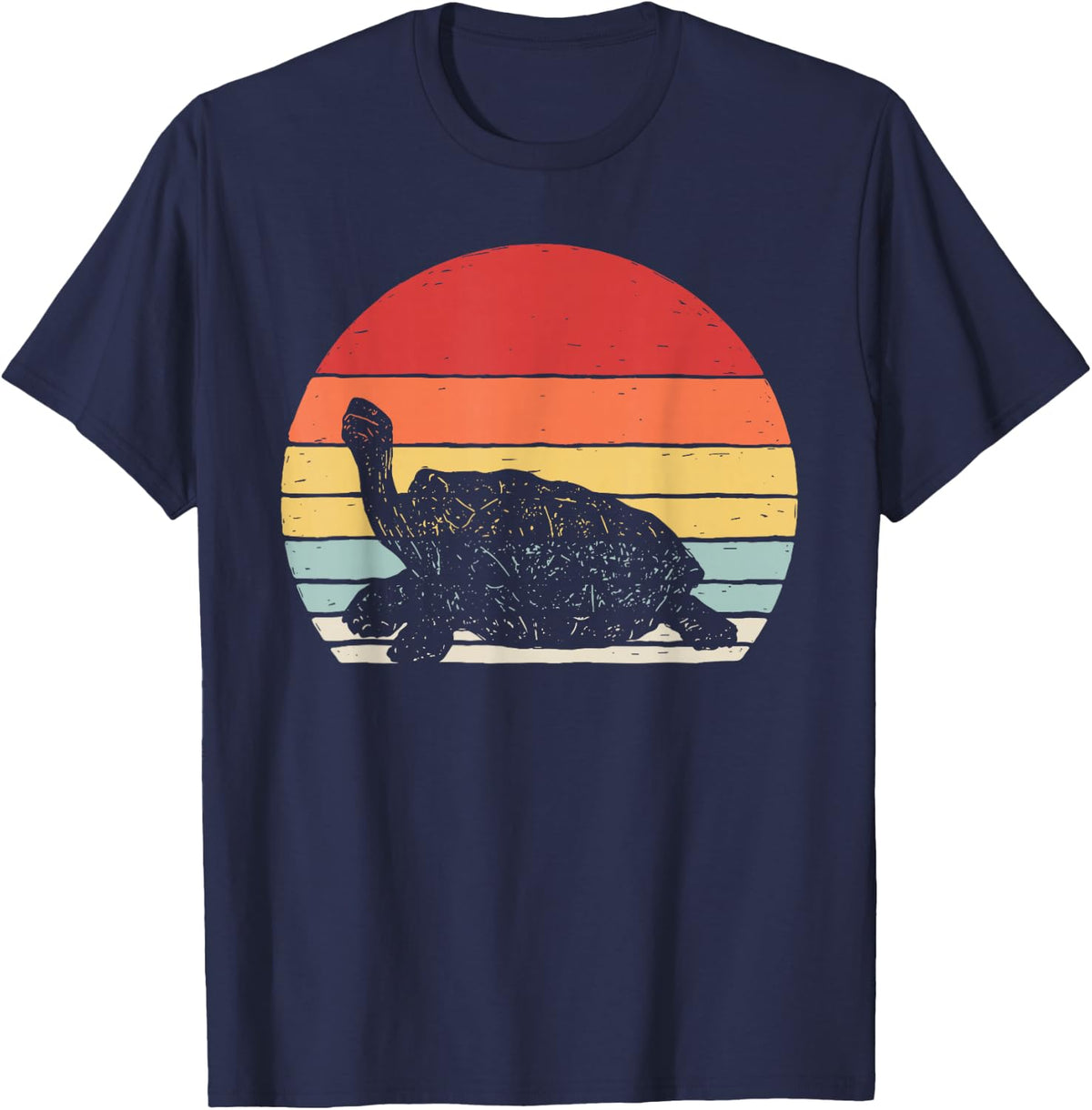 Vintage Retro Galapagos Tortoise T-Shirt - Navy Blue