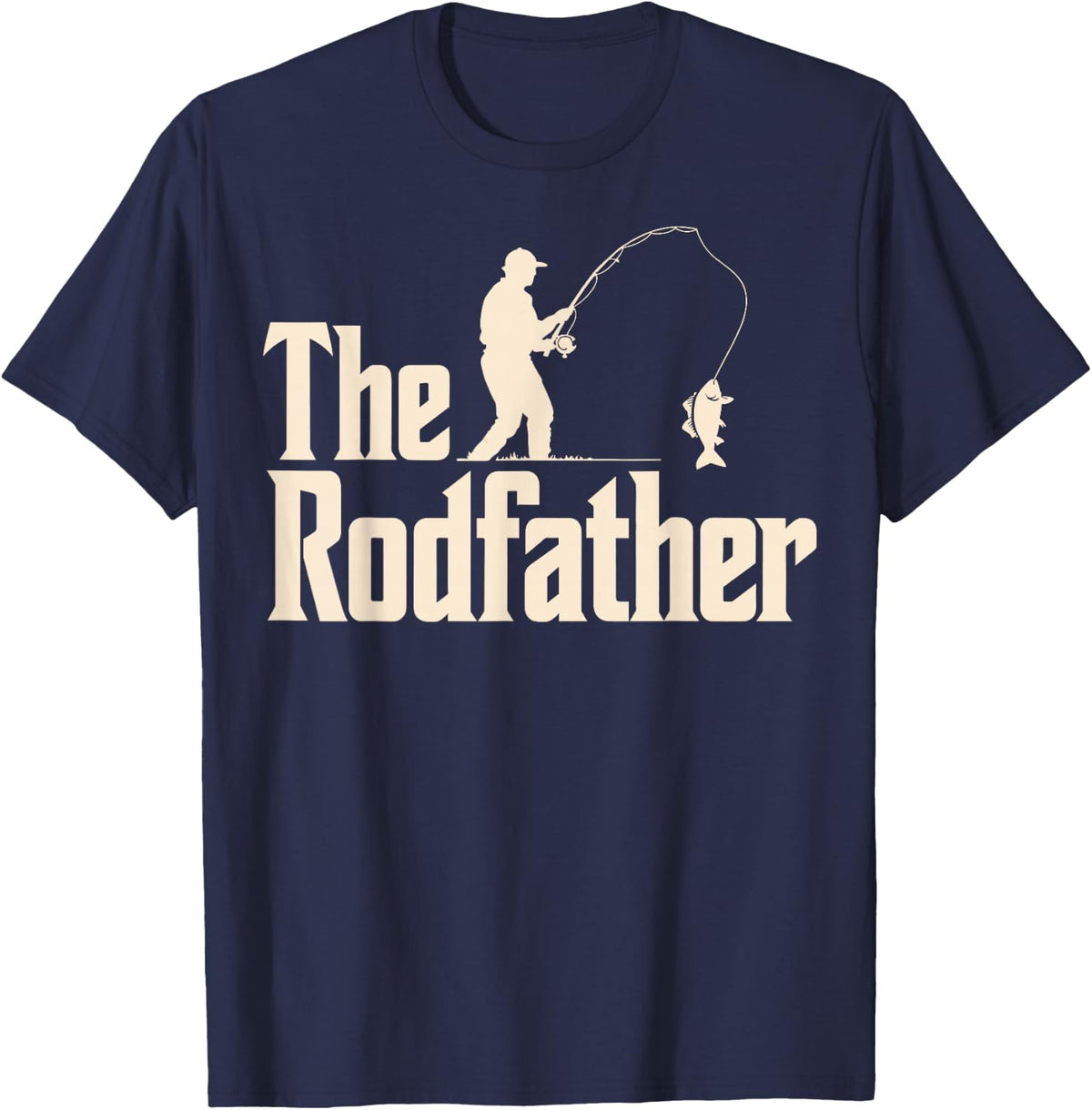 The Rodfather Funny Fishing Dad Fish Fan Fisher Daddy Angler T-Shirt - Navy Blue