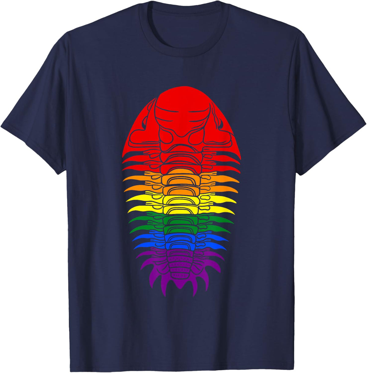 Rainbow Trilobite Geologist Funny Paleontologist T-Shirt - Navy Blue